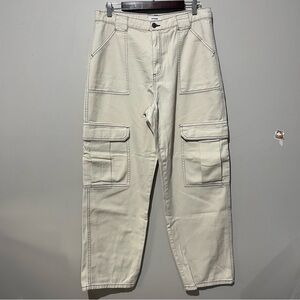 Garage cream and brown cargo pants canvas jean size large
